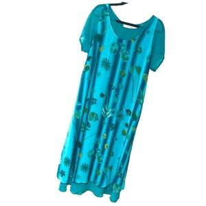 Vintage Y2K Kloz Lyne Overlay Maxi Dress Women L Lounge Caftan Sheer Flowy Artsy